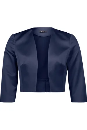 Vera Mont Jakke, Dame, Blå, XS, Satin, Satin Bolero Jakke med Folder