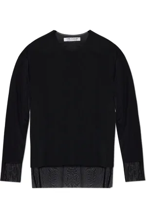 Comme des Garçons Top, Dame, Sort, XS, Polyester, Top med dekorativ kant