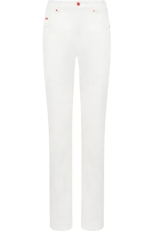 Kiton Jeans, Dame, Hvid, XS, Bomuld, Hvid Slim-Fit Bomuld-Kashmir Jeans