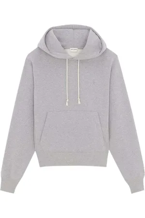 Saint Laurent Sweathshirts & Hoodies, Dame, Grå, S, Bomuld, Cassandre Hættetrøje