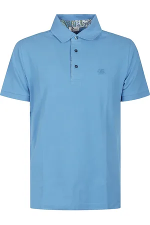 Etro Top, Herre, Blå, L, Polo T-shirt med print og korte ærmer