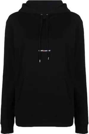 Saint Laurent Sweathshirts & Hoodies, Dame, Sort, S, Bomuld, Logo Hættetrøje med Snøre