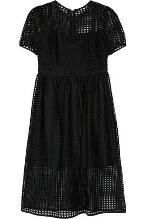 DKNY Kjole, Dame, Sort, M, Polyester, Sort Blonde Juvel Hals Midi Kjole