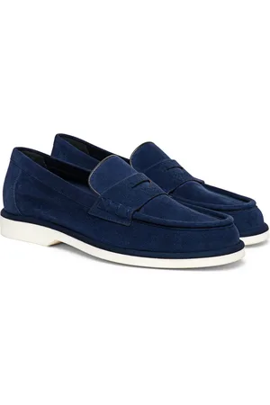 santoni Sko, Dame, Blå, 39 EU, Suede, Suede Loafer
