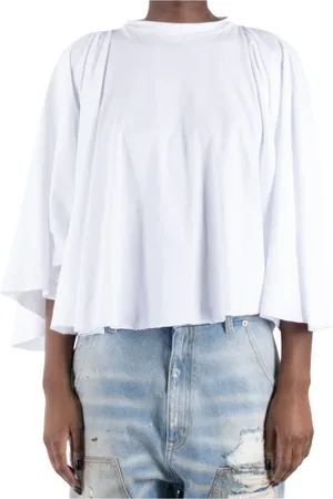 Maison Margiela Bluser & Skjorter, Dame, Hvid, XS, Bomuld, Hvid Bomulds T-shirt Lavet i Italien