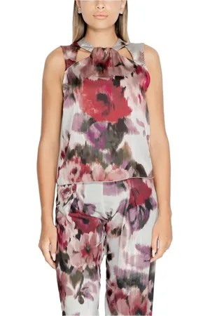 Rinascimento Top, Dame, Flerfarvet, L, Uld, Blomstret tanktop med knaplukning