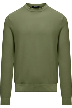 Bomboogie Strik, Herre, Grøn, XL, Bomuld, Ribstrikket rund hals sweater