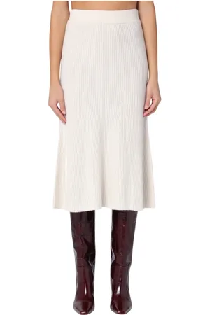 Calvin Klein Nederdel, Dame, Hvid, XS, Uld, Flared Nederdel
