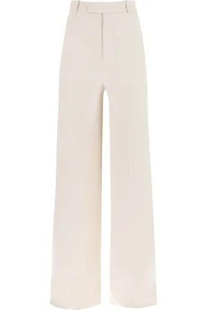 Saint Laurent Bukser, Dame, Hvid, M, Satin, Palazzo Bukser