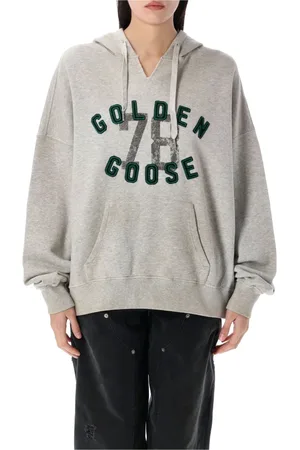 Golden Goose Sweathshirts & Hoodies, Dame, Grå, XS, Bomuld, Embroidered Vintage Logo Hoodie