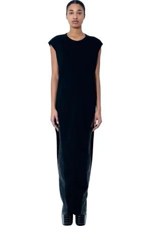 Rick Owens Kjole, Dame, Sort, 2XS, Bomuld, Panel Maxi Kjole med Slidser