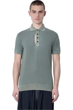 Vivienne Westwood Top, Herre, Grøn, S, Bomuld, Slidt Polo Skjorte med Logo Broderi