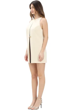 Elisabetta Franchi Kjole, Dame, , M, Polyester, Gul Kort Kjole med Kontrastpanel