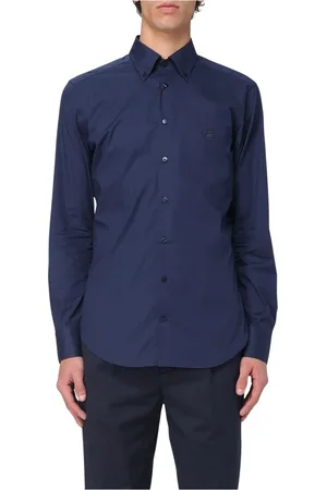 Etro Skjorte, Herre, Blå, XL, Uld, Fuji Logo Skjorte