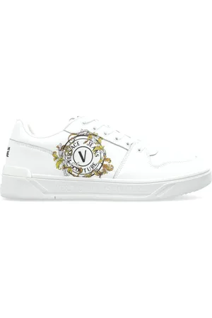 VERSACE Sko, Herre, Hvid, 42 EU, Uld, Sneakers med trykt logo