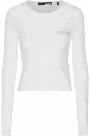 ROTATE Top, Dame, Hvid, L, Bomuld, Langærmet Logo T-shirt