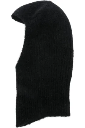 Rick Owens Tilbehør, Dame, Sort, ONE SIZE, Uld, Sort Ribstrikket Beanie Hue