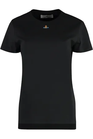 Vivienne Westwood Top, Herre, Sort, M, Bomuld, Bomuld Crew-Neck T-Shirt med Ribbet Krave
