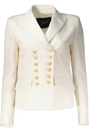 THE SEAFARER Jakke, Dame, Hvid, XS, Uld, Kort, figursyet blazer i uldcanvas