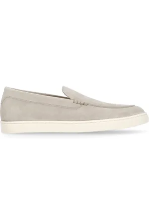 Brunello Cucinelli Sko, Herre, Grå, 41 EU, Læder, Beige Ruskind Loafers Flade Sko
