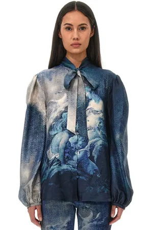 Roberto Cavalli Bluser & Skjorter, Dame, Flerfarvet, M, Denim, Silkebluse