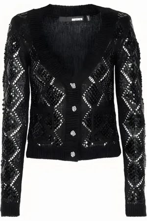 ROTATE Strik, Dame, Sort, M, Uld, Uldblanding Regular Fit Cardigan