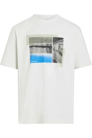 Calvin Klein Top, Herre, Hvid, XL, Bomuld, Moderne Print Hvid T-Shirt