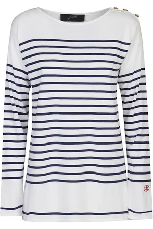 THE SEAFARER Strik, Dame, Blå, L, Bomuld, Bomulds Crewneck Sweater