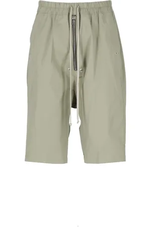 Rick Owens Shorts, Herre, Grøn, S, Bomuld, Bomulds Bermuda Shorts med Elastisk Talje