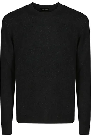 Roberto Collina Strik, Herre, Sort, 2XL, Uld, Ribbet Uldtrøje