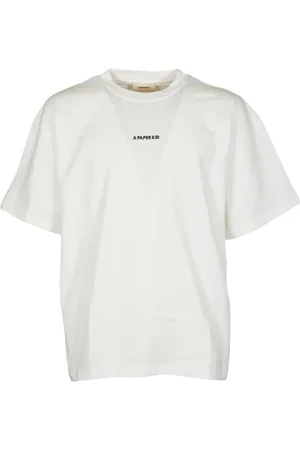 A PAPER KID Top, Herre, Hvid, L, Bomuld, Hvid T-shirt med centralt logo
