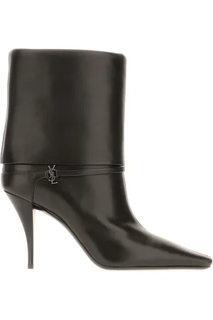 Saint Laurent Sko, Dame, Brun, 39 EU, Læder, Niki Logo Detaljerede Ankelstøvler