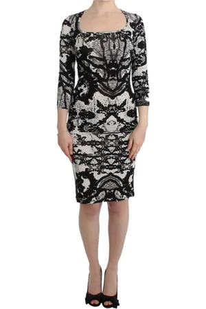 Roberto Cavalli Kjole, Dame, Sort, M, Elegant Jersey Sheath Kjole med Print