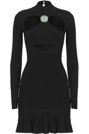 Roberto Cavalli Kjole, Dame, Sort, XS, Ribstrikket Mini Kjole