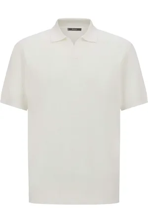 Boggi Milano Strik, Herre, Hvid, XL, Bomuld, Bomuld og silkestrikket poloshirt