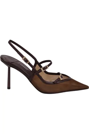 LE SILLA Sko, Dame, Brun, 40 EU, Læder, Mesh Trim Slingback Stiletto Pumps