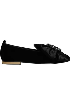 Dolce & Gabbana Sko, Herre, Sort, 43 EU, Bomuld, Velvet Ballerina med Bue