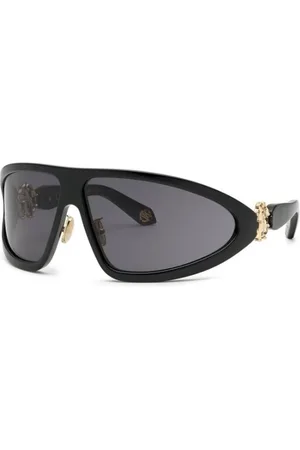 Roberto Cavalli Tilbehør, unisex, Sort, ONE SIZE, Skinnende sorte røgfarvede solbriller