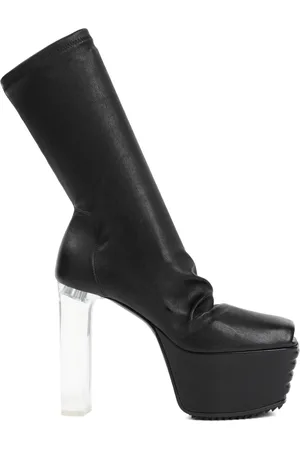 Rick Owens Sko, Dame, Sort, 40 EU, Bomuld, Grill Stretch Peeptoe Støvler