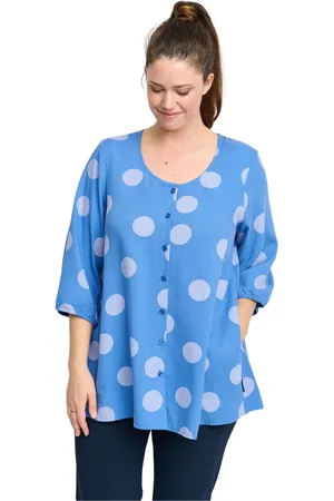 Pont Neuf Bluser & Skjorter, Dame, Blå, M, Uld, Cirkel Print A-Formet Bluse
