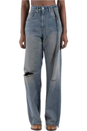 Maison Margiela Jeans, Dame, Blå, W25, Bomuld, Blå/Grå Bomuld Jeans