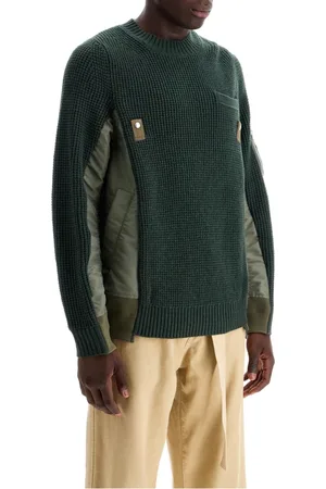 SACAI Strik, Herre, Blå, L, Uld, Lagdelt Uld Pullover med Lommer