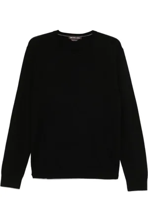 Michael Kors Sweathshirts & Hoodies, Herre, Sort, XL, Uld, Sort Uldtrøje Broderet Logo