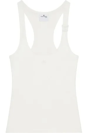 Courrèges Top, Dame, Hvid, L, Bomuld, Hvid Top Dametøj