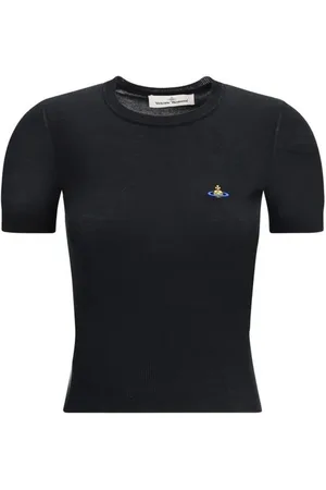 Vivienne Westwood Top, Dame, Sort, S, Ikonsk Logo Strik T-shirt