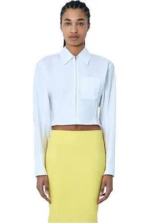 Jacquemus Bluser & Skjorter, Dame, Hvid, XS, Bomuld, Mirada Crop Zip-Up Bomuld Skjorte