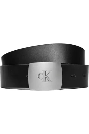 Calvin Klein Tilbehør, Herre, Sort, 90 CM, Læder, Sort Læderbælte med Klassisk Spænde