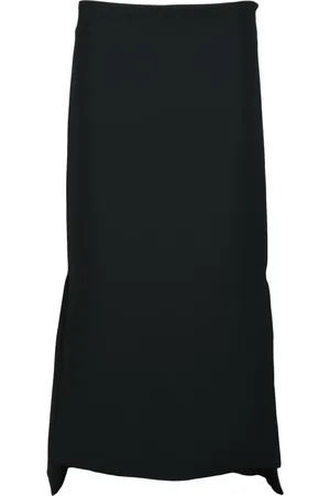 Sportmax Nederdel, Dame, Sort, XS, Polyester, Elegant Midi Nederdel med Sideslidser
