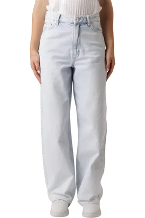 Second Female Jeans, Dame, Blå, L, Denim, Wide Leg Lyseblå Denim Jeans