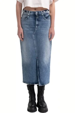 Replay Nederdel, Dame, Blå, W25, Denim, Red Cast Indigo Denim Midi Nederdel